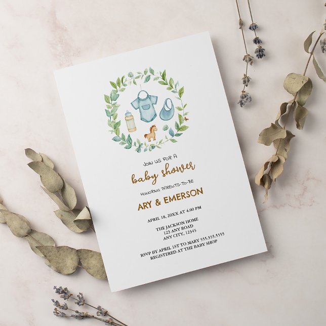 Invitation Gender Neutral Vintage Toys Baby Shower  (Créateur téléchargé)