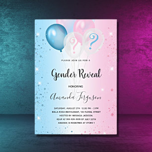 Invitation Gender reveal baby shower pink blue boy girl