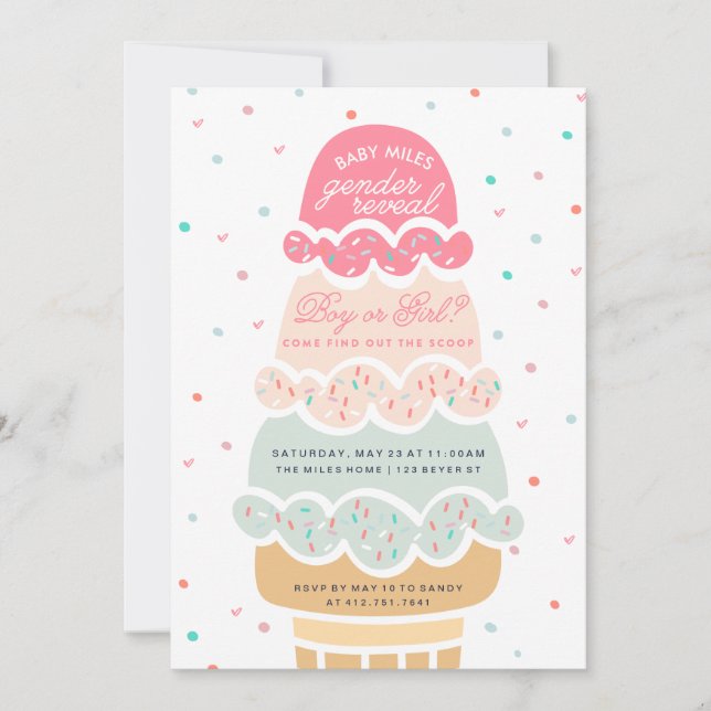 Invitation GENDER REVEAL - voici la fête de la crème glacée s (Devant)