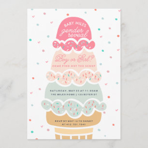 Invitation GENDER REVEAL - voici la fête de la crème glacée s