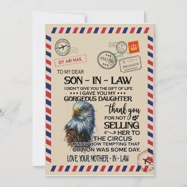 Invitation Gendre | À mon cher gendre de la part de sa belle- (Devant)