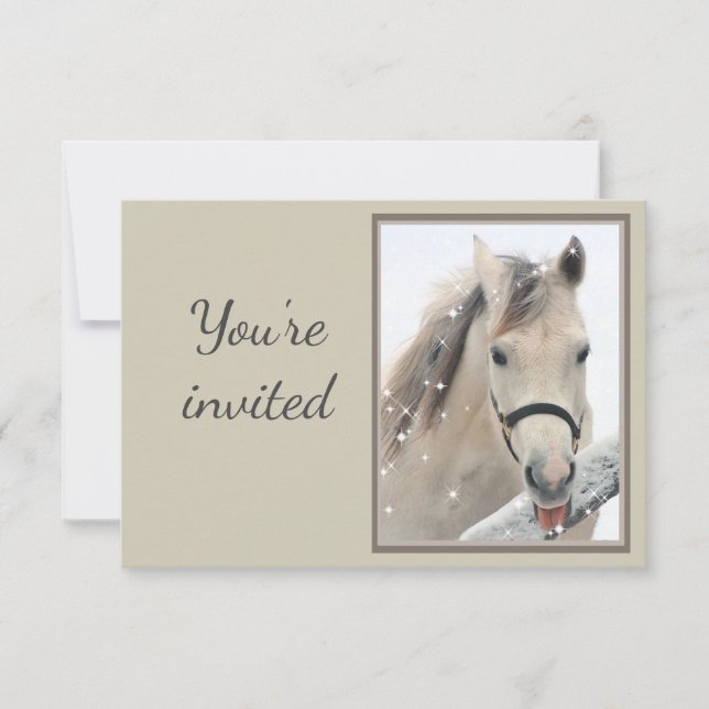 Invitation générale personnalisée Cheval Gris avec (Devant)