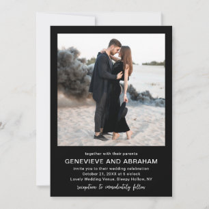 Invitation Genevieve Black Photo Mariage moderne