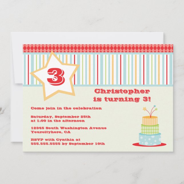 Invitation géniale colorée de fête d'anniversaire (Devant)