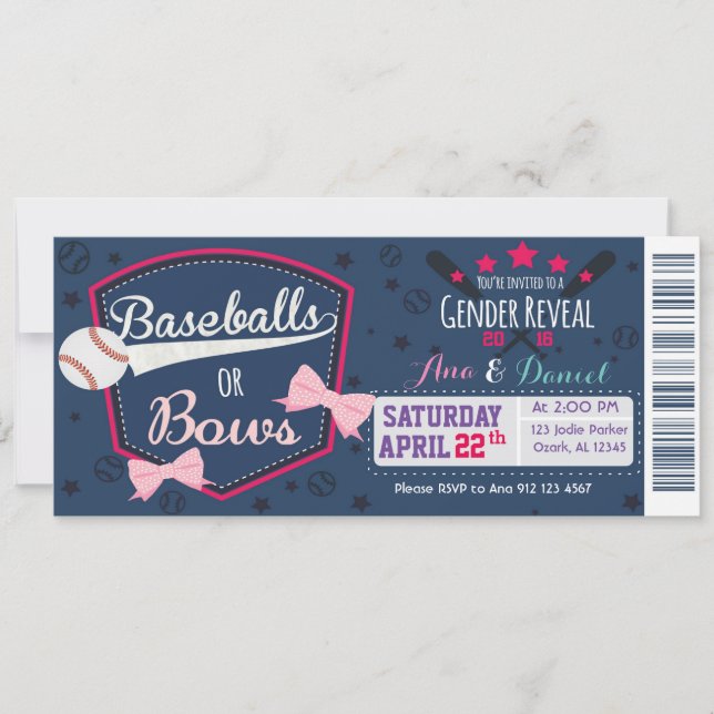 Invitation Genre de bébé révélée - Bébés ou Bows (Devant)