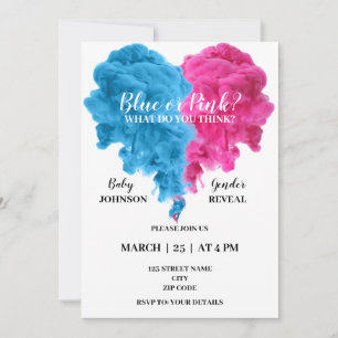 Invitation Genre de fumée bleue et rose