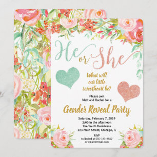 Invitation Genre floral d'amoureux de Valentines le petit