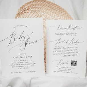 Invitation Genre lunatique neutre   Tout en un Baby shower