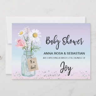 Invitation *~* Genre Mason Jar Floral Baby shower Russe
