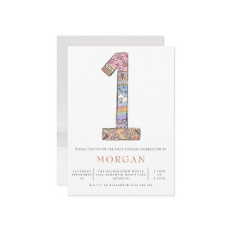 Invitation Genre Neutre 1er anniversaire Boho Hearts Party