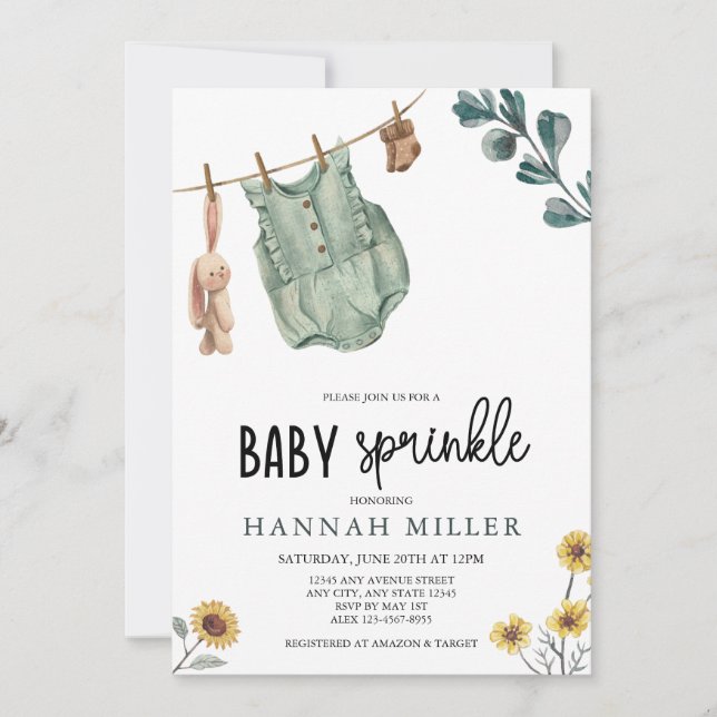 Invitation Genre neutre Boho | Baby Sprinkle (Devant)