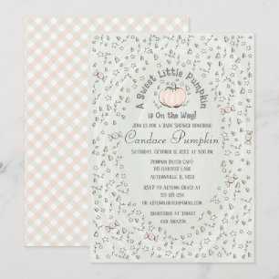 Invitation Genre Neutre Doux Petit Baby shower Citrouille Dan