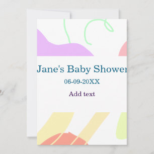 Invitation Genre neutre formes abstraites nom du baby shower