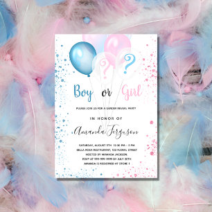 Invitation Genre révéler baby shower bleu rose garçon fille