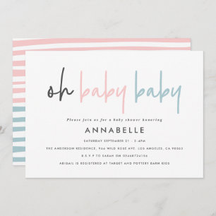 Invitation Genre révéler baby shower inconnu rose bleu modern