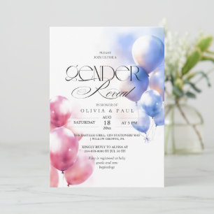 Invitation Genre Révéler bleu rose ballons bébé garçon fille