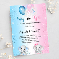 Genre révéler bleu rose garçon fille éléphants lux