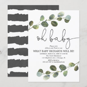 Invitation Genre révéler eucalyptus noir blanc simple