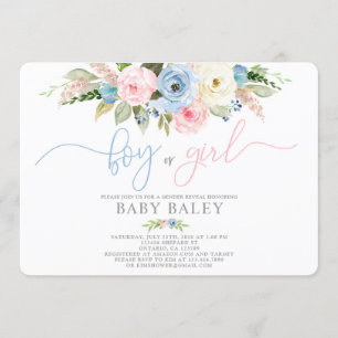 Invitation Genre révéler les couleurs pastel baby shower