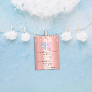 Invitation Genre Révéler Pieds Parties scintillant Rose Blue 