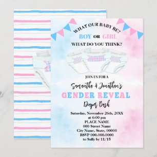 Invitation Genre Révéler rose et bleu couche Basse