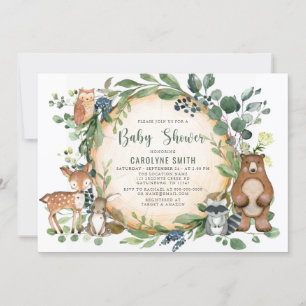 Invitation Genre vert neutre Baby shower boisé