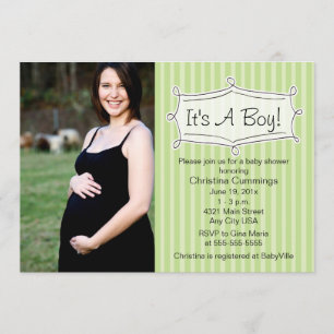 Invitation gentiment rayée de photo de baby shower