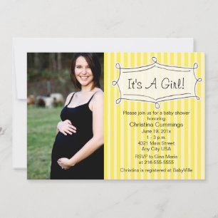 Invitation gentiment rayée de photo de baby shower