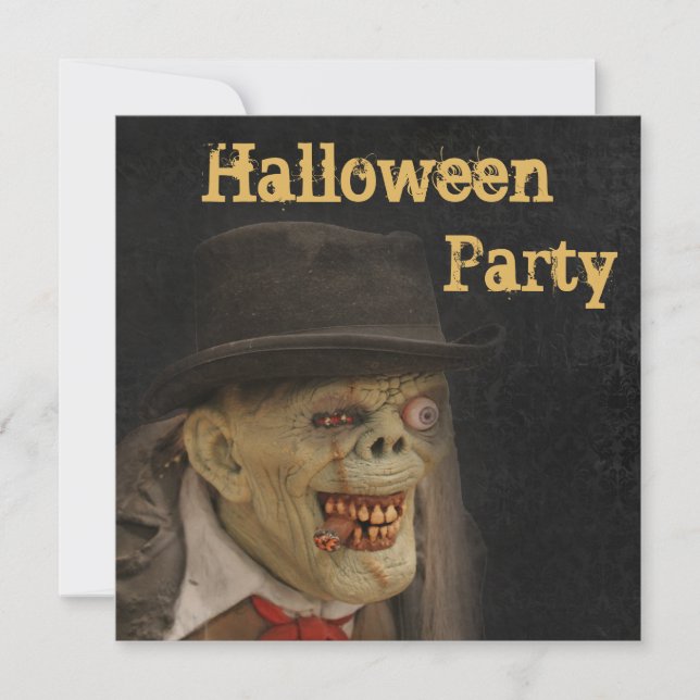 Invitation Gentleman Zombie & cigare Halloween recto-verso (Devant)