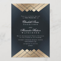 Geo Dark Navy Gold Gatsby Mariage de calligraphie