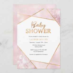 Invitation Geo Pink et Gold Baby shower
