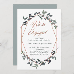 Invitation Geo vert   Rose Gold Engagement Party