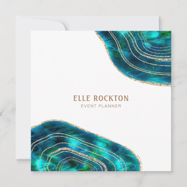 Invitation Géode d'agate Cristaux Cosmiques Paillettes Bleu V (Devant)