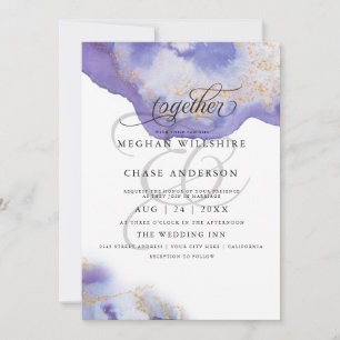 Invitation Géode d'aquarelle Améthyste moderne BarefootBride™