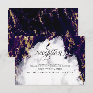 Invitation Géode d'aquarelle profonde Améthyste BarefootBride