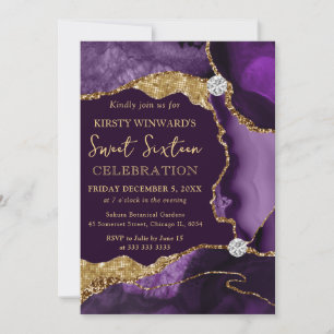 Invitation Géode élégant de l'agate violette et or pour un Sw
