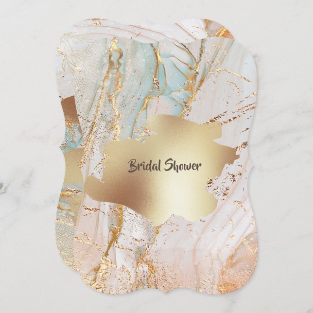 Invitation Géode en marbre d'or DO-IT-YOURSELF soirée classe (Devant / Derrière)