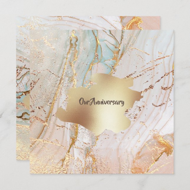 Invitation Géode en marbre doré DO-IT-YOURSELF soirée élégant (Devant / Derrière)