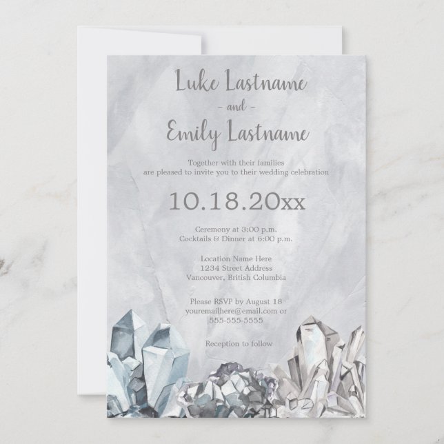 Invitation Géode et pierres précieuses dans un mariage à l'aq (Devant)