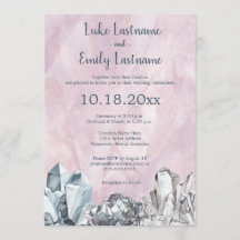 Géode et pierres précieuses en aquarelle rose pour