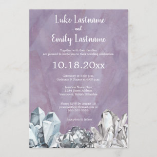 Invitation Géode et pierres précieuses en Mariage d'aquarelle