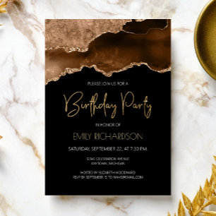 Invitation Géode Mocha Gold Agate Chaque année Anniversaire