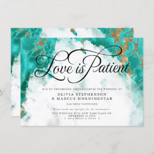 Invitation Géode Turquoise de l'aquarelle Mariage reportée