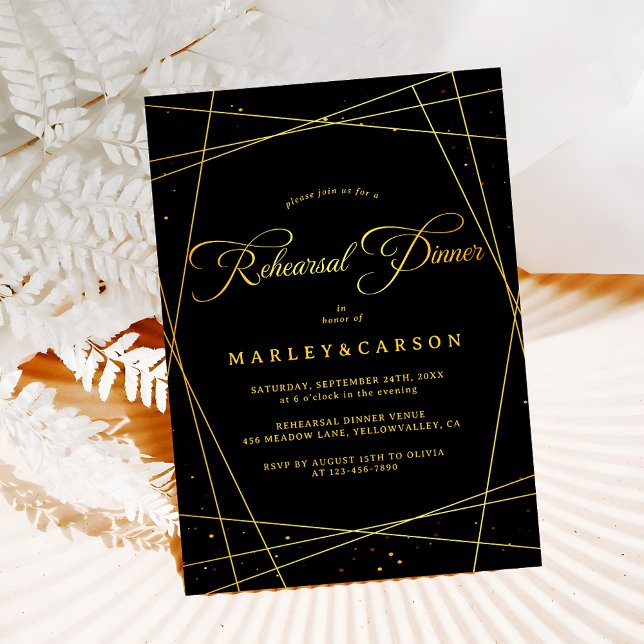 Invitation Geometric Black Tie Wedding Rehearsal Dinner (Créateur téléchargé)