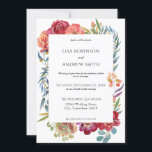 Invitation Geometric Burgundy Tropical Floral Wedding- White<br><div class="desc">Love flowers?  Get both burgundy,  blush,  black and plum purple in your wedding floral design. Rectangular,  geometric design.</div>