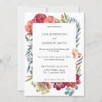 Geometric Burgundy Tropical Floral Wedding- White