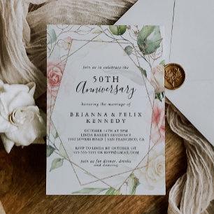 Invitation Geometric Gold Vert 50e Anniversaire de Mariage