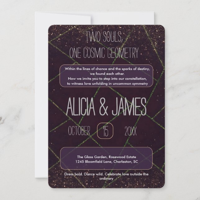 Invitation Géométrie cosmique Mariage Astrologie alternative (Devant)