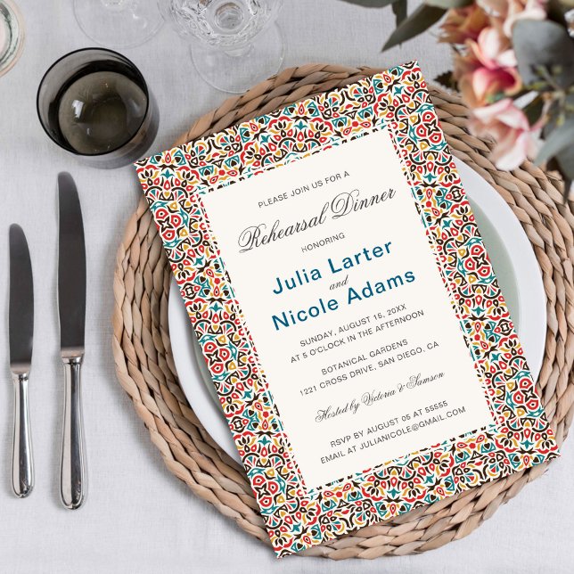 Invitation Géométrie de Treillis Marocain Mandala Dîner de Ré (Créateur téléchargé)
