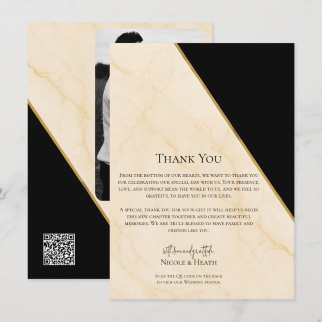 Invitation Géométrie dorée Luxe Marbre Ivoire & Or Mariage  (Devant / Derrière)